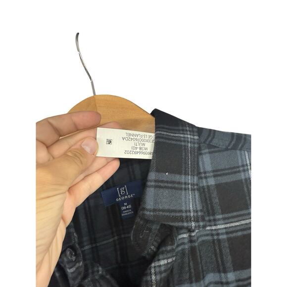 Blue Black Soft Plaid Upcycled Button Up Shirt Yellowstone Beth Dutton Patch M - Picture 4 of 8